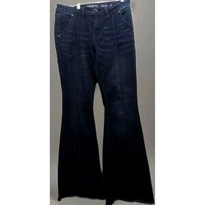 Grace in LA Flare Jeans Women’s 30 Dark Wash Raw Hem Stretch Y2K Boho Indie